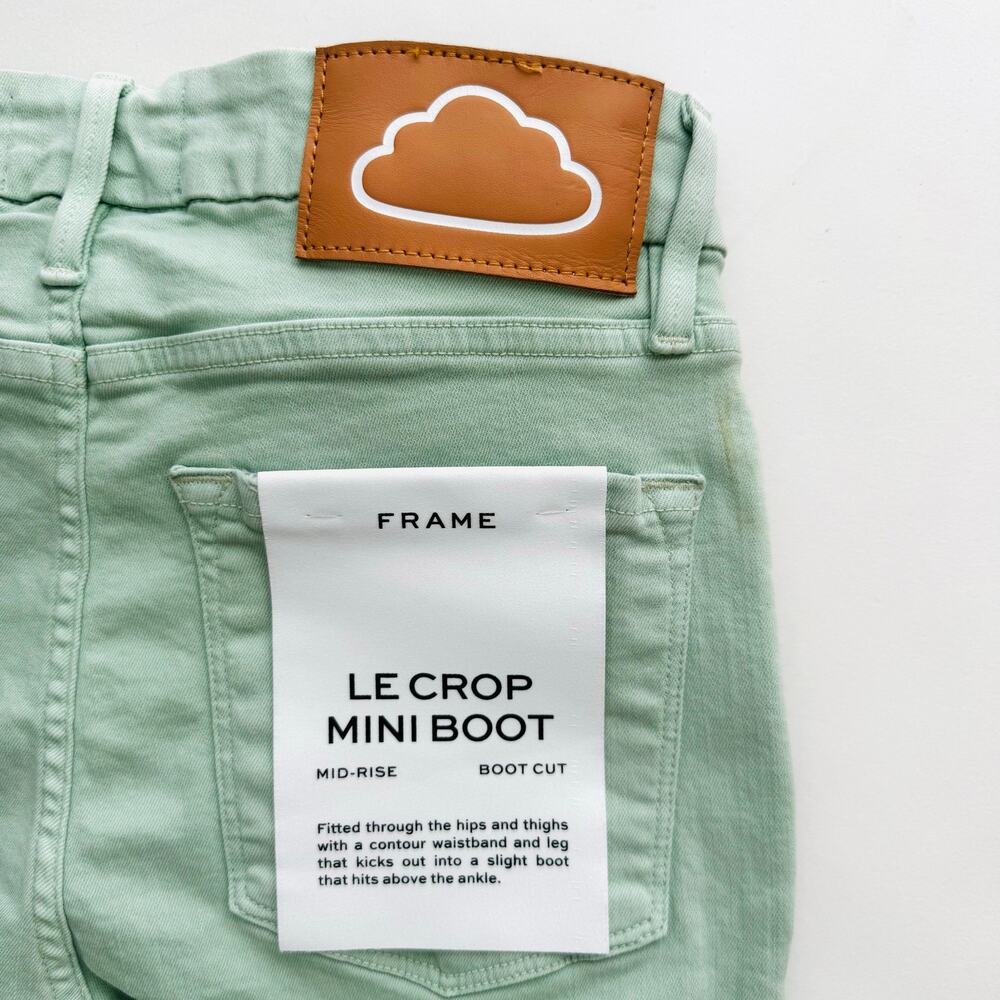 Frame Le Crop Mini Boot Mid-Rise Denim Jeans Pants in Aloe Light Green 26 NWT - Picture 9 of 11